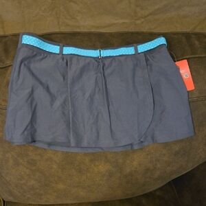 Free Country Swim Bottoms Gray Skirt with Teal Accents Size L